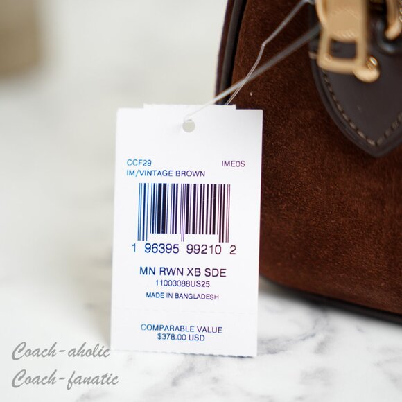 NWT Coach Mini Rowan Crossbody Bag CCF29 suede/Vintage Brown - Picture 8 of 14